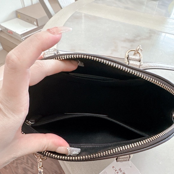 Coach SIERRA SATCHEL IN METALLIC CROSSGRAIN LEATHER/crossbody bag /NWT - Picture 9 of 11